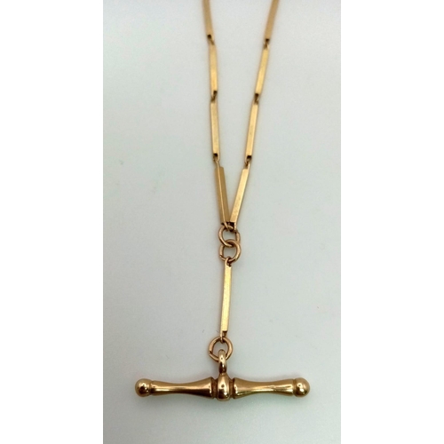 512 - A 9K Yellow Gold Bar Link Necklace and Pendant. 20mm and 46cm. 6.4g total weight.