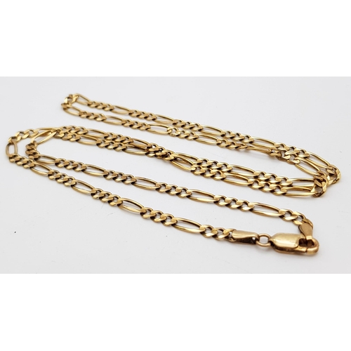 527 - A Vintage 9K Yellow Gold Figaro-Link Necklace. 62cm. 11g.