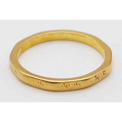 8 - A 22K Yellow Gold Band Ring. Size K. 2.31g.
