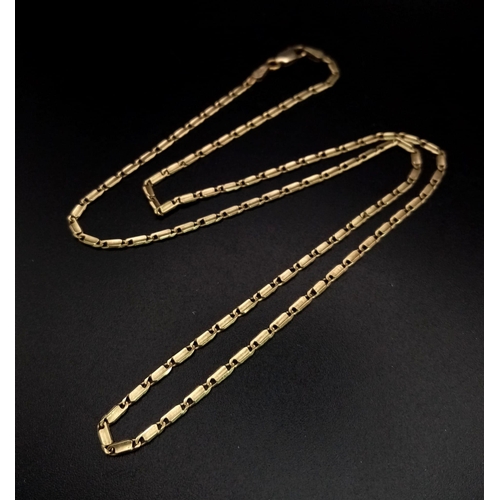 1017 - A Vintage 9K Yellow Gold Small Bar Link Necklace. 46cm. 5.18g