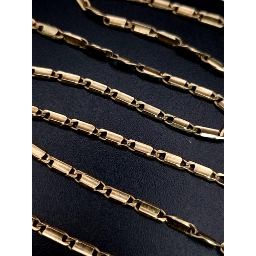 1017 - A Vintage 9K Yellow Gold Small Bar Link Necklace. 46cm. 5.18g