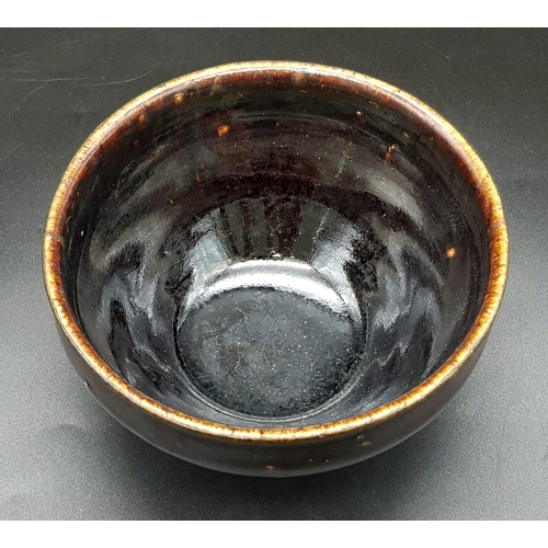 13 - A VERY RARE CHINESE SONG PERIOD (900-1200) JIAN TEA BOWL , WITH A UNIQUE METAL BAND AROUND THE RIM  ... 