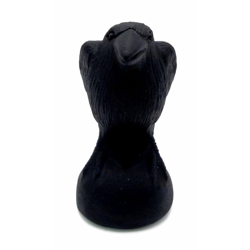 438 - A Damien-esque (Omen 2) Black Obsidian Crystal Bird Figure. 7cm tall.