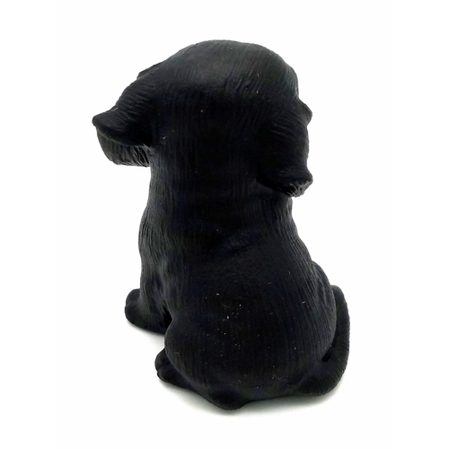 975 - A Cute Puppy Black Obsidian Crystal Figure. 6cm tall.