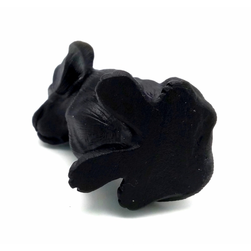 975 - A Cute Puppy Black Obsidian Crystal Figure. 6cm tall.