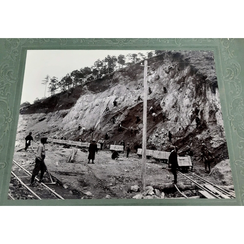 295 - A SET OF 4 LATE 19TH CENTURY FRAMED PHOTOGRAPHS  OF RAILWAY CONSTRUCTION SITES IN JAPAN.  PHOTOS ARE... 