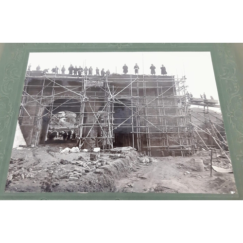 295 - A SET OF 4 LATE 19TH CENTURY FRAMED PHOTOGRAPHS  OF RAILWAY CONSTRUCTION SITES IN JAPAN.  PHOTOS ARE... 