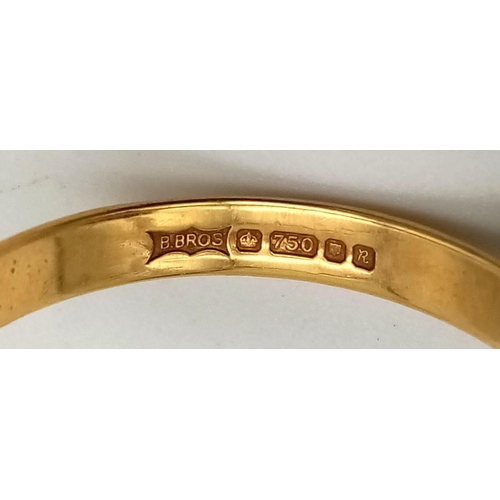 298 - An 18K Yellow Gold Gents Band Ring. Size T. 2.7g.