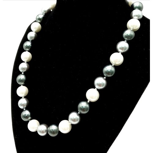 365 - A South Sea Pearl Shell Shades of Silver Necklace. 46cm