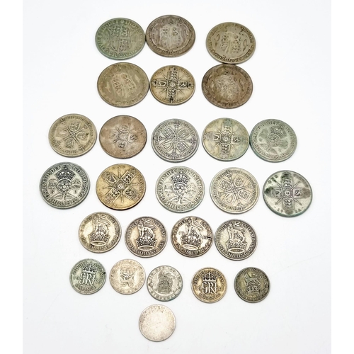 449 - A Job Lot of Pre 1947 UK Silver Coins. Please see photos for conditions. 227g total weight.