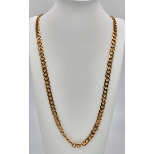 134 - A Chunky 9k Yellow Gold Curb Link Chain. 80cm. 61.9g. Ref: 5-215.