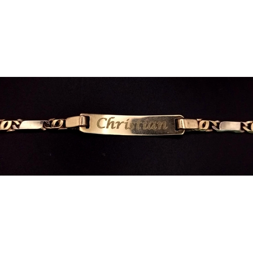 141 - A 14K Yellow Gold Identity Bracelet - If your name is Christian or you are a Christian it's your luc... 