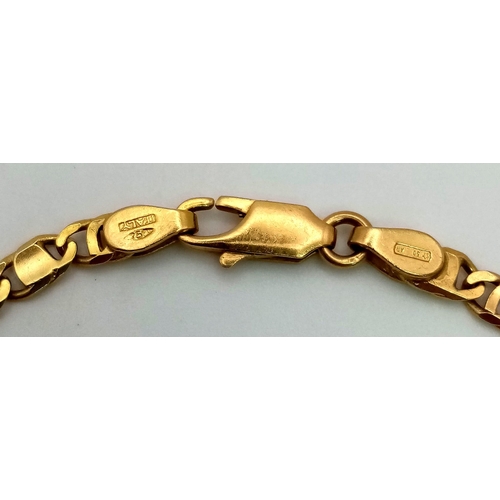 51 - An 18K Gold Selection: A Link Bracelet - 20cm, 2 x three stalactite hanging brooches  - 7cm, a gold ... 