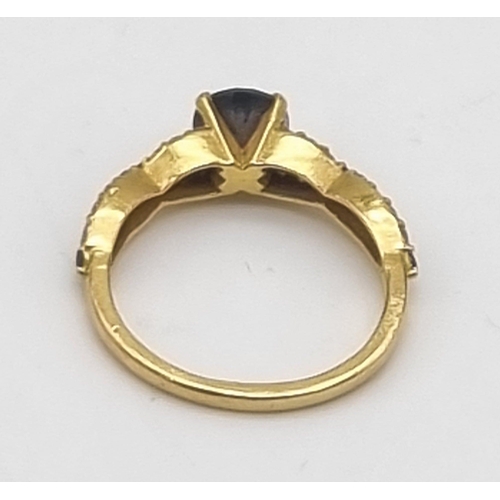 86 - A Gold Lot: A 22k Gold and White Stone Ring and Pendant - Size L and 23mm. A 22K ring A/F. 18k gold ... 