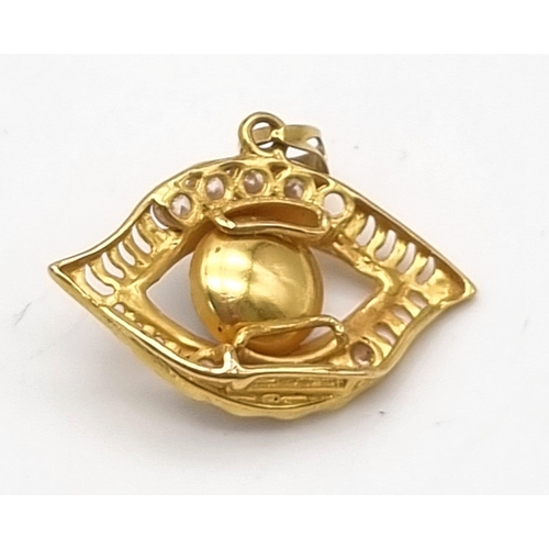 86 - A Gold Lot: A 22k Gold and White Stone Ring and Pendant - Size L and 23mm. A 22K ring A/F. 18k gold ... 