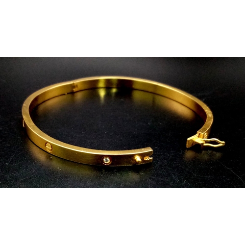 93 - A 22K Yellow Gold White Stone Bangle and Necklace. Bangle - 58mm inner diameter - 15.51g total weigh... 