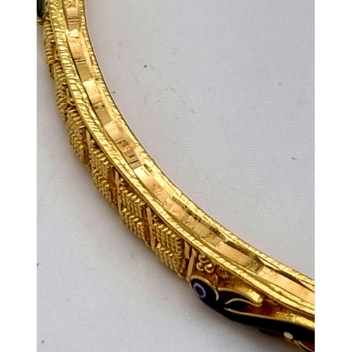 176 - A 22k Yellow Gold Mixed Lot to Include: Three beautifully decorated bangles and an Asian wedding nec... 