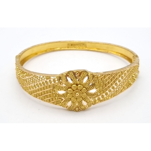 934 - Three 22k Yellow Gold Bangles - All with slight kinks so A/F -  37.14g Plus One 22K gold necklace wi... 