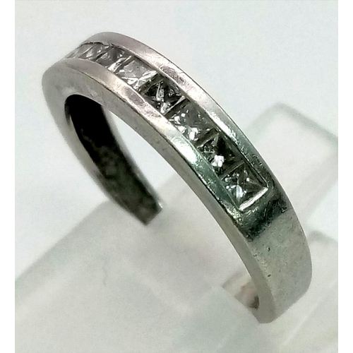 384 - A 950 Platinum Half Eternity Diamond Ring. 0.5ct. Size K. 3.7g total weight. Ref: 5-238