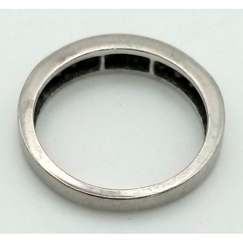 384 - A 950 Platinum Half Eternity Diamond Ring. 0.5ct. Size K. 3.7g total weight. Ref: 5-238