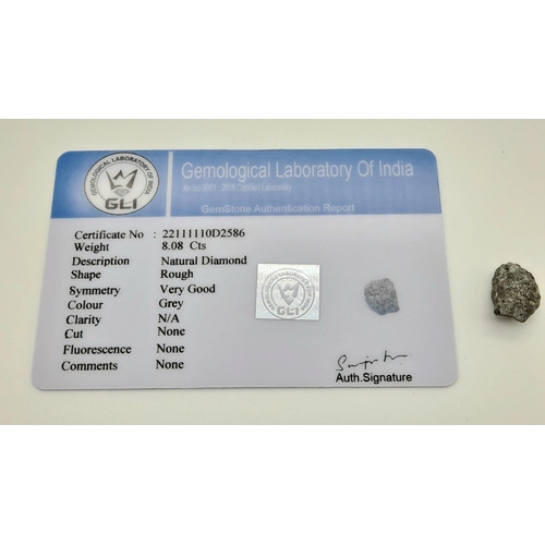 738 - An 8ct Natural Raw Diamond. Comes with GLI certificate.