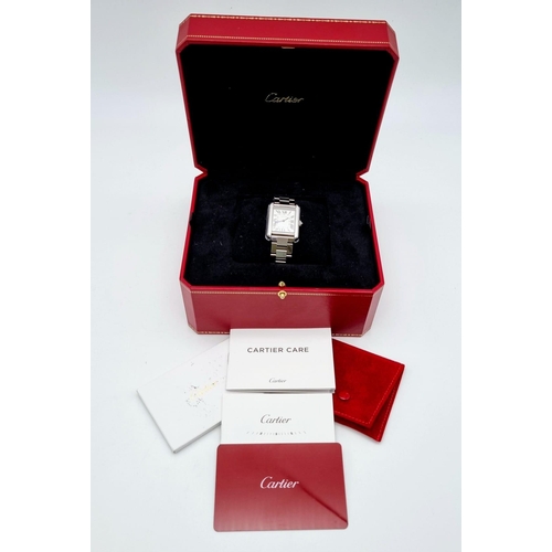 120 - A Cartier Ladies Quartz Movement Tank Watch. Stainless steel strap and case - 25 x 32mm. White dial.... 