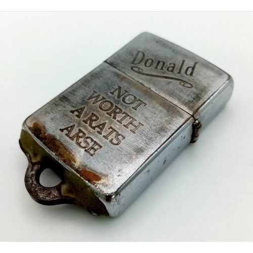 528 - Original 1968 Zippo Wind Proof Lighter. Adapted by one of the “Tunnel Rat’s” for attaching to a lany... 