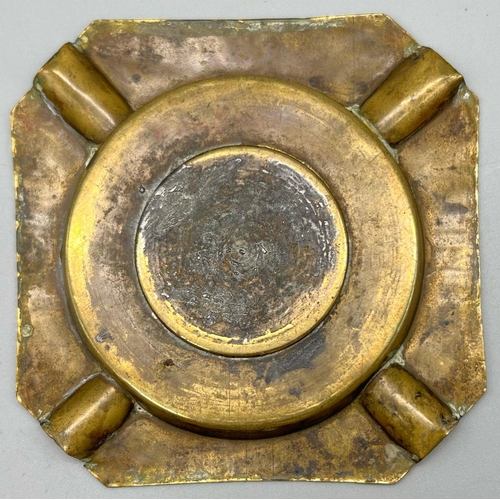 659 - WW1 Trench Art Ash Tray made with an Imperial German Buckle Plate.