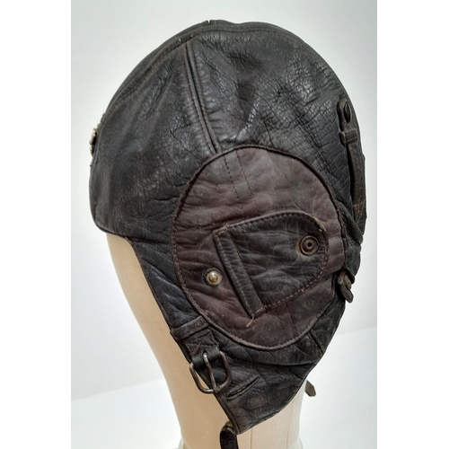 186 - 3 rd Reich National Socialist Flyers Corps Flying Helmet with Hand Sewn Badge. Most likely worn in
c... 