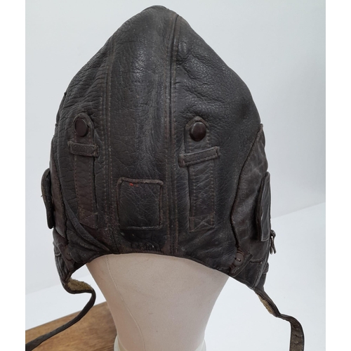 186 - 3 rd Reich National Socialist Flyers Corps Flying Helmet with Hand Sewn Badge. Most likely worn in
c... 