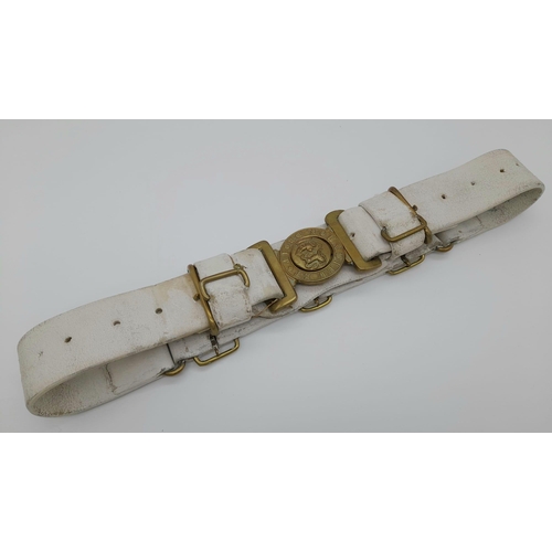 303 - British Boer War 1888 Pattern Slade Wallace Buff Leather Belt and Buckle with Keepers.