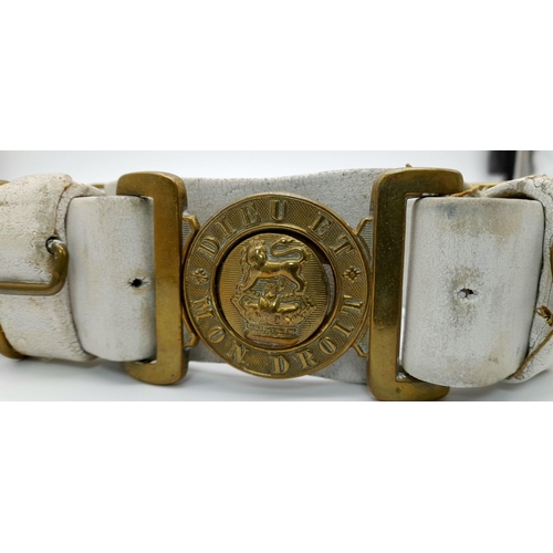 303 - British Boer War 1888 Pattern Slade Wallace Buff Leather Belt and Buckle with Keepers.