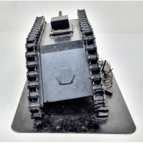 269 - WW1 British Trench Art Tank Using Actual Drive Chain as Tracks.