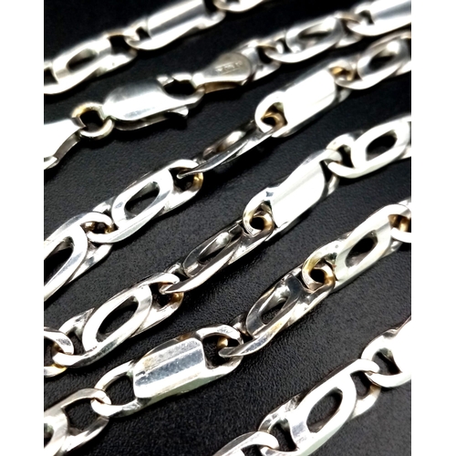 870 - An 18K White Gold Figaro Link Chain. 48cm. 24.1g. Ref: 3800.