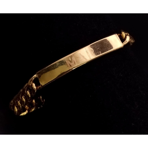 965 - A 22K Gold Identity Bracelet. If your name is Edna and you are from Mars it's your lucky day. 18cm. ... 