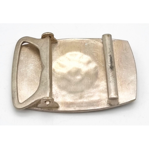 309 - A VERY RARE JAPANESE SILVER BELT BUCKLE AWARDED TO SEVERELY WOUNDED OFFICERS .  5.3cms x 4.6cms.  ci... 