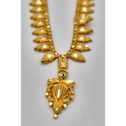 314 - A Mixed Gold Lot to Include: A 21k Yellow Gold Thali Set - A/F - 89.1g. 2 x 21k yellow gold necklace... 