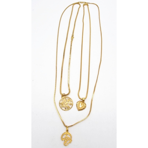 314 - A Mixed Gold Lot to Include: A 21k Yellow Gold Thali Set - A/F - 89.1g. 2 x 21k yellow gold necklace... 