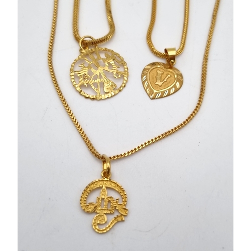 314 - A Mixed Gold Lot to Include: A 21k Yellow Gold Thali Set - A/F - 89.1g. 2 x 21k yellow gold necklace... 