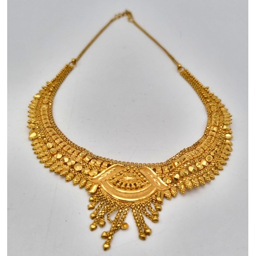 314 - A Mixed Gold Lot to Include: A 21k Yellow Gold Thali Set - A/F - 89.1g. 2 x 21k yellow gold necklace... 