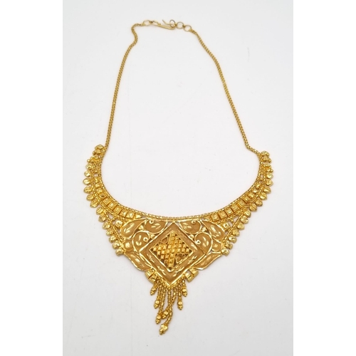 314 - A Mixed Gold Lot to Include: A 21k Yellow Gold Thali Set - A/F - 89.1g. 2 x 21k yellow gold necklace... 