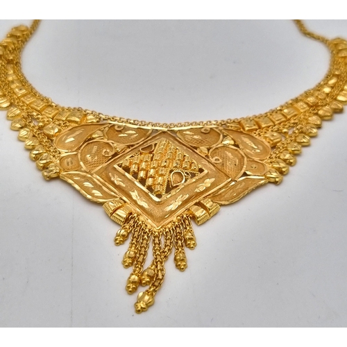 314 - A Mixed Gold Lot to Include: A 21k Yellow Gold Thali Set - A/F - 89.1g. 2 x 21k yellow gold necklace... 