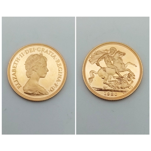 4 - A 22k Gold 1980 Proof Full Sovereign in its Original Presentation Case. 8g