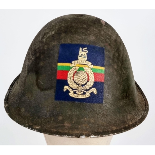 415 - Circa 1950’s British MK V Helmet. Dedicated to the Royal Marines during the Falklands.