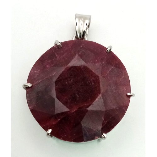 568 - 390 Cts Massive Ruby Pendant. 925 Sterling silver. Weight 80g. Comes in presentation box.