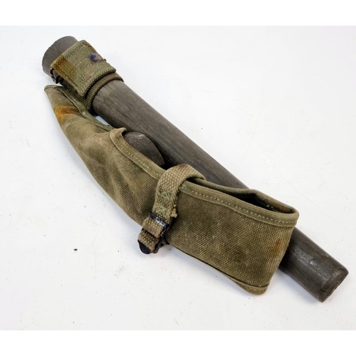 695 - Vietnam War Era 1960 Dated U.S Mattock and Handle in Webbing Pouch.