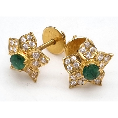 313 - Two 22k Yellow Gold Stone Set Rings - Size L and M - total weight - 9.8g Plus a pair of 20k gold sto... 