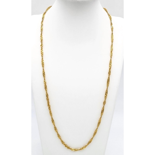 658 - A 21K Yellow Gold Twist Link Long Necklace. 60cm. 17.87g. Ref: 1-10518