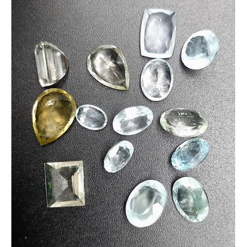 682 - A lot of 30.35 Ct Faceted Good Quality Aquamarine, Green Amethyst and Lemon Quarts Gemstones