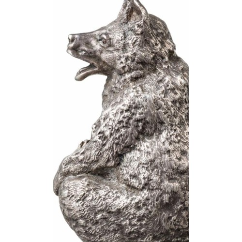 597 - A stunning 20th century Russian huge silver bear statue sculpture 
Finely carved coat set with ruby ... 